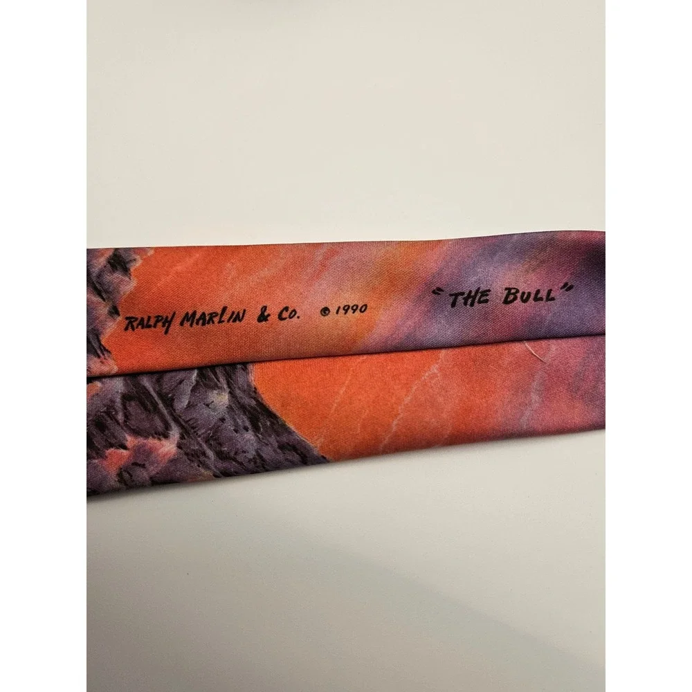 Vintage 1990‎ Ralph Marlin The Bull Necktie Blaine Heerman Graphic Art Tie USA